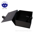 Customized golden foil ribbon black cardboard foldable box